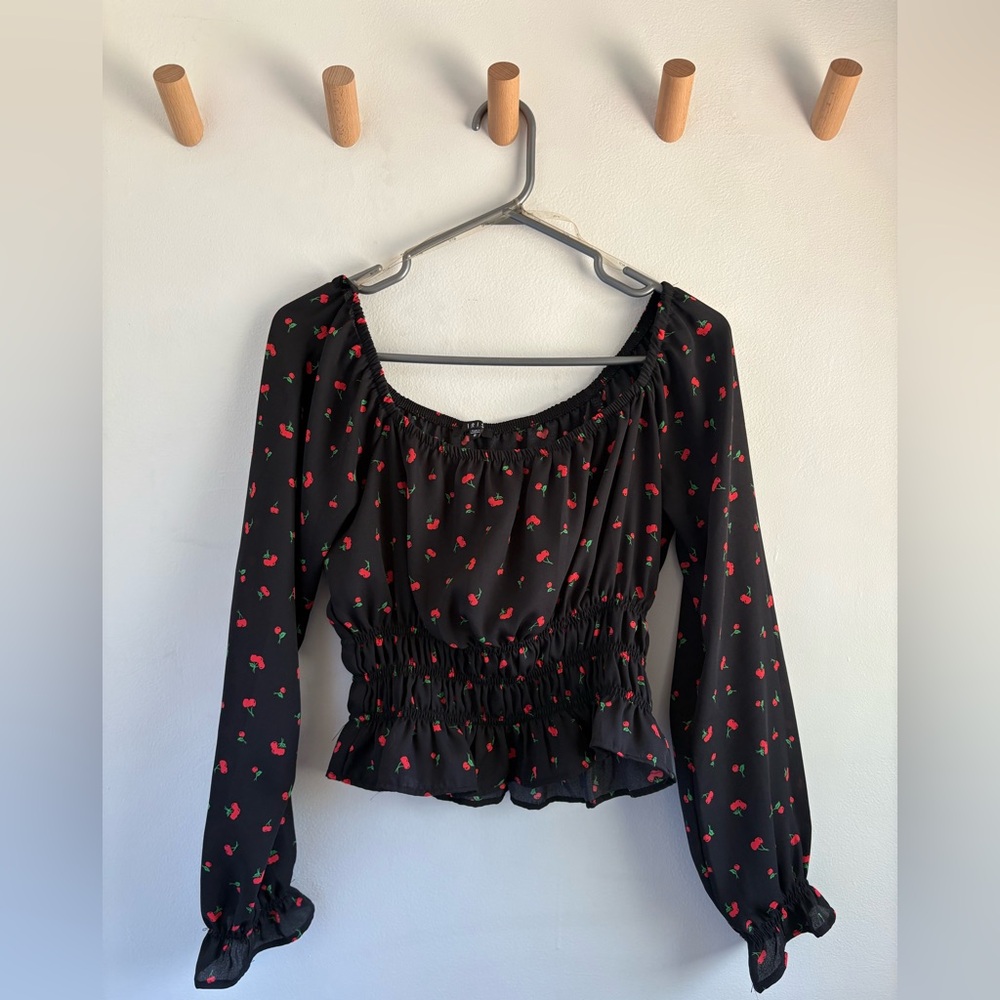 Black Cherry Print Top